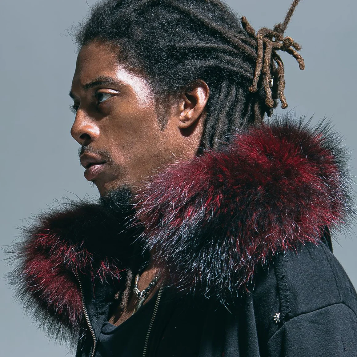Black Red Racoon Fur