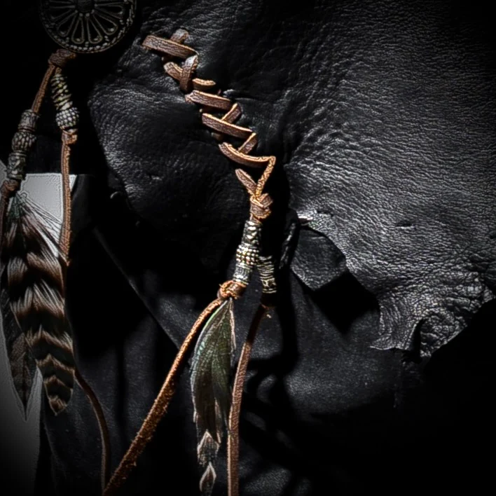 Feather Tassels w/ Leather Stiching