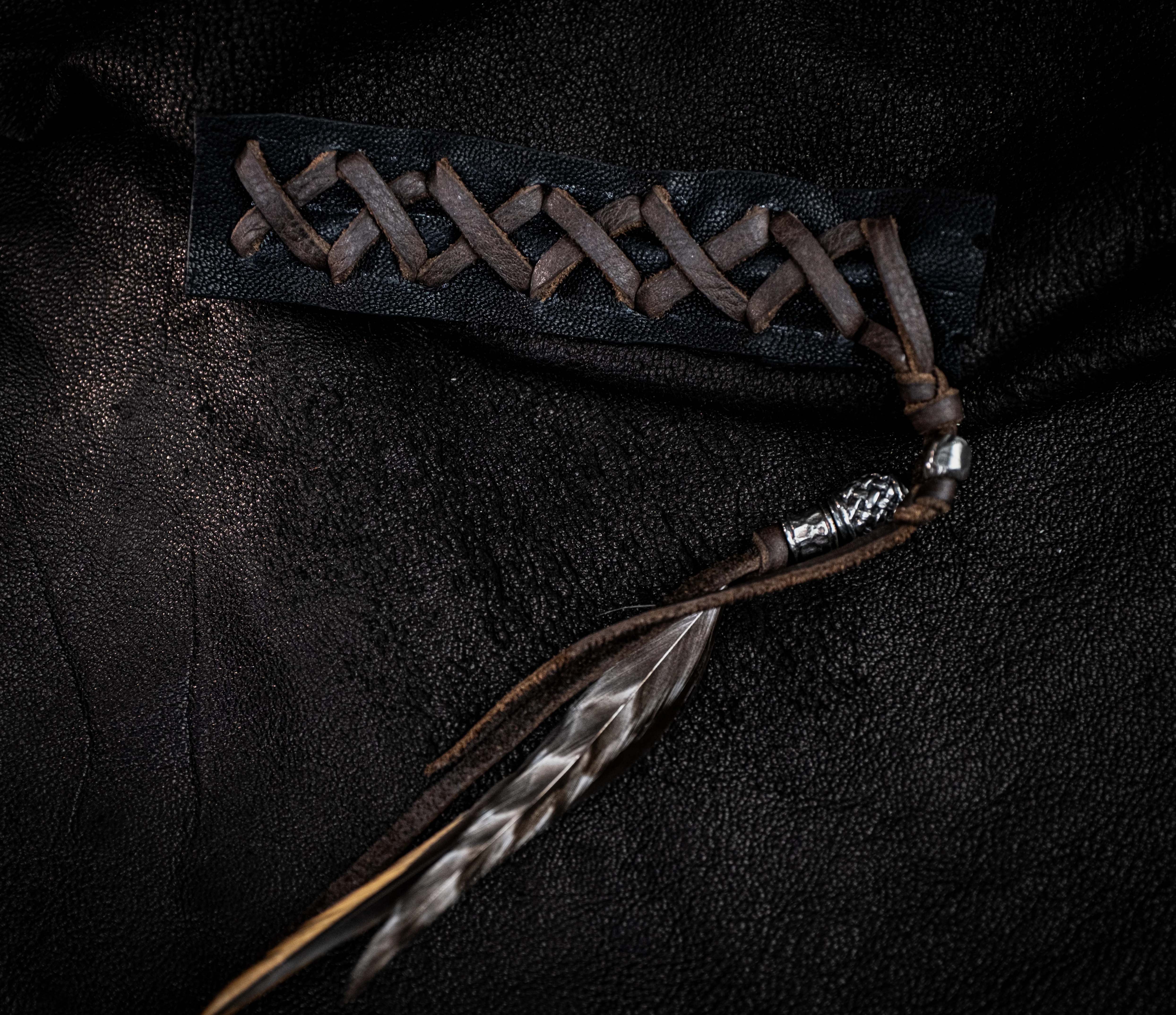 Feather Tassels w/ Leather Stiching - Image 2